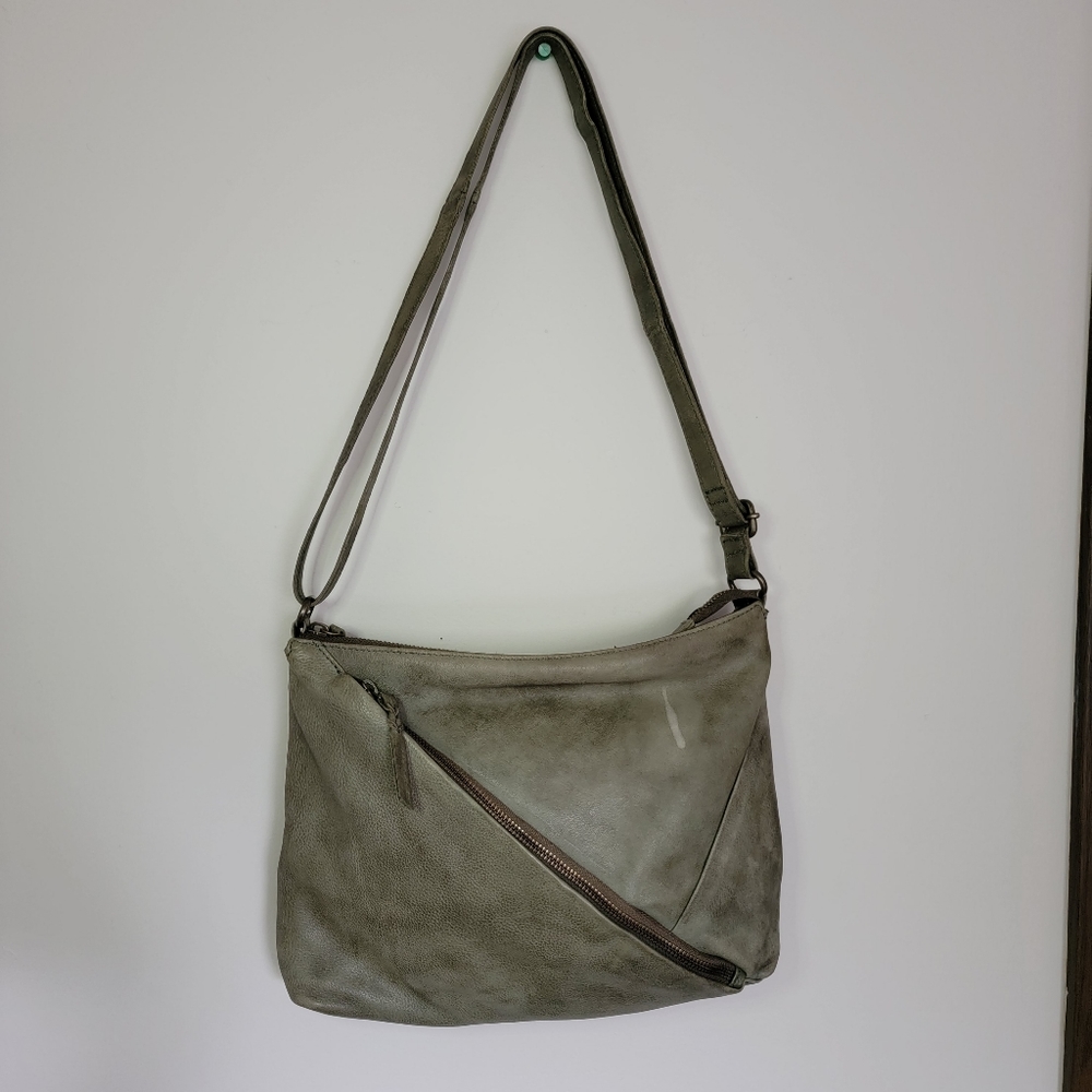 Cut 'N Paste (sold via Anthropologie) Olivia Green Leather Crossbody Bag